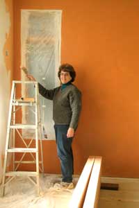 Kathy doing some interior painting